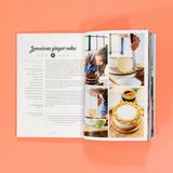 The Cake Book opened to Jamaican ginger cake recipe with step-by-step photos from Crumbs & Doilies.